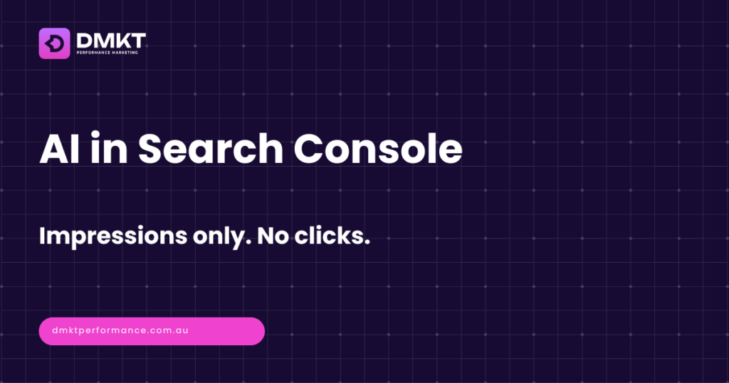 AI in Google Search Console header - the Generative AI performance report shows impressions only, no clicks